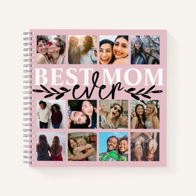 Best Mum Ever Blush Pink Photo Collage  Notebook (Front)