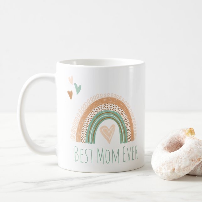 Best Mum Ever Boho Rainbow Coffee Mug (With Donut)