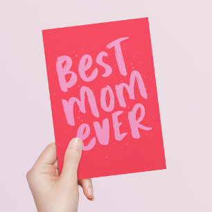 Best mum ever bold trendy bright pink Mother's Day Card