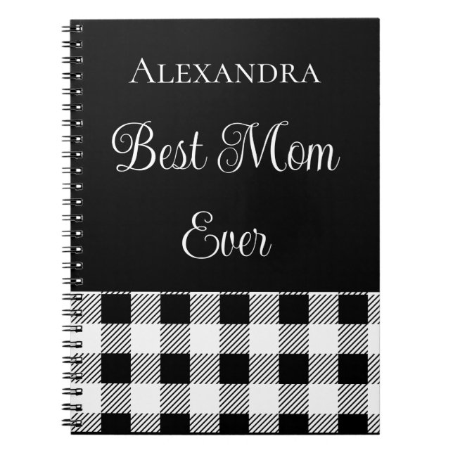 Best Mum Ever Buffalo Plaid Black White Apron Note Notebook (Front)