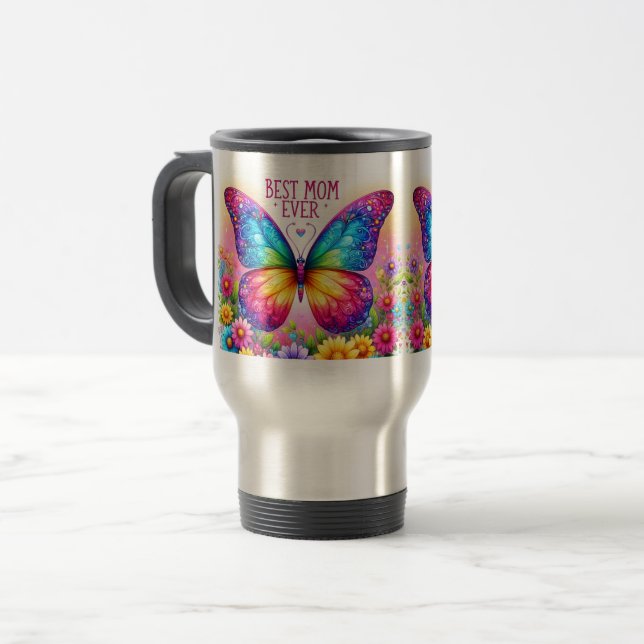 Best Mum Ever Butterfly Floral Mug (Front Left)