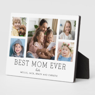 Best Mum Ever Children 5-Photo Collage Custom Plaque