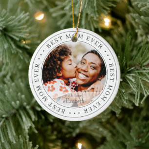 Best Mum Ever Classic Simple Photo Ceramic Tree Decoration