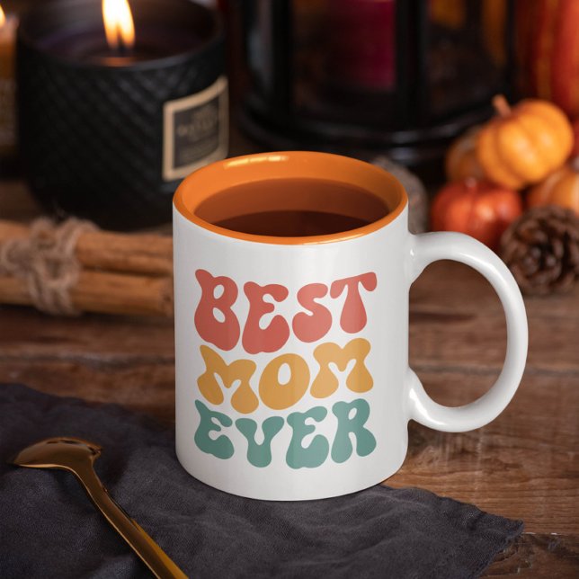 Best Mum Ever Colourful Retro Typography Coffee Mug (Creator Uploaded)