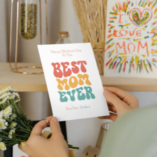 Best Mum Ever Colourful Retro Typography Invitation