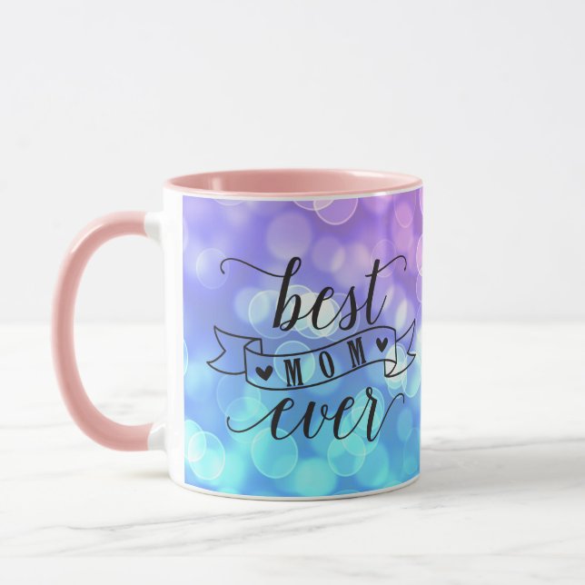 Best Mum Ever/Colourful Speckled Lights Mug (Left)