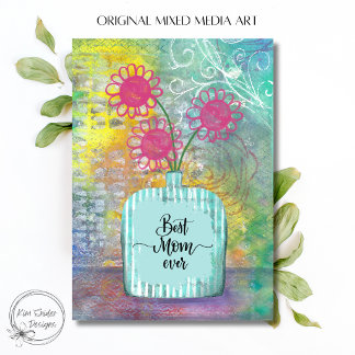 Best Mum Ever Colourful Vase With Bouquet Card