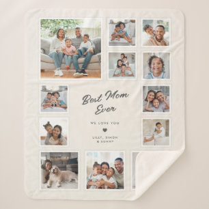 Best Mum Ever Custom 12 Photo Collage Keepsake Sherpa Blanket