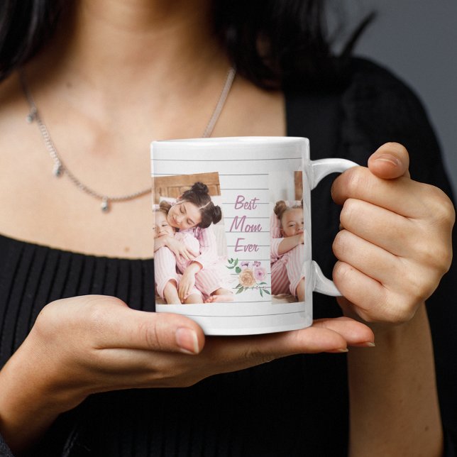 Best Mum Ever Custom 3 Photo Mug - Gift From Kids (Best Mom Ever Wood Custom Photo Coffee Mug
)