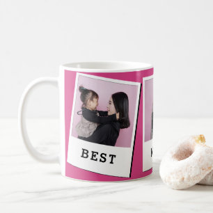 Best Mum Ever Custom 3 Photo Mug Pink