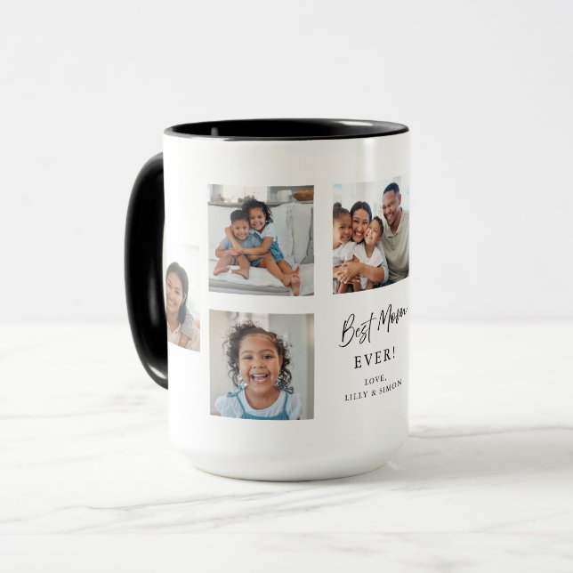 Best Mum Ever Custom 7 Picture Collage Grid Mug (Front Left)