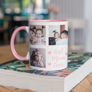 Best Mum Ever Custom 8 Photo Pink Mug