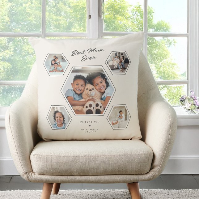 Best Mum Ever Custom Five Photo Collage Gallery Cushion (Creator Uploaded)