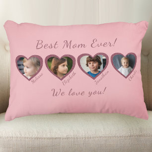 Best Mum Ever Custom Four Photo Template Decorative Cushion