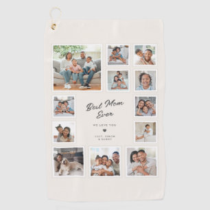 Best Mum Ever Custom Multi Photo Collage Elegant  Golf Towel