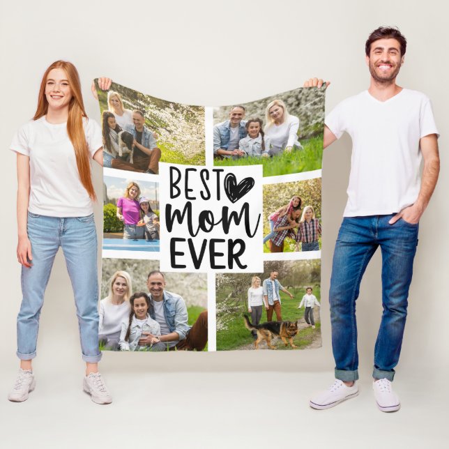 Best Mum Ever Custom Multi Photo Keepsake Fleece Blanket (In Situ)