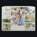 Best Mum Ever Custom Photo Collage Stone iPad Pro Cover<br><div class="desc">Custom photo iPad Case which you can personalise with 5 of your favourite pictures. The design has a modern colour palette of stone, brown, blue and yellow and is lettered with casual script and skinny font typography. The wording reads "best mum ever" and the template is set up ready for...</div>