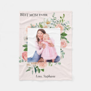 Best Mum Ever Custom Photo Fleece Blanket