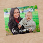 Best Mum Ever Custom Photo Modern White Script Jigsaw Puzzle<br><div class="desc">Create a fun keepsake for your mum by adding your own photo to a custom jigsaw puzzle with "best mum ever" written at the bottom in a modern white handwritten script font. A perfect gift for Mother's Day. If you have trouble with your photo's placement or sizing, please click the...</div>