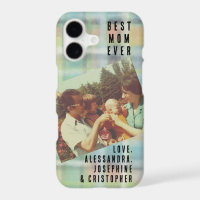 Best Mum Ever Custom Photo Name Pastel Plaid Retro