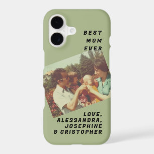 Best Mum Ever Custom Photo Names Retro Sage Green