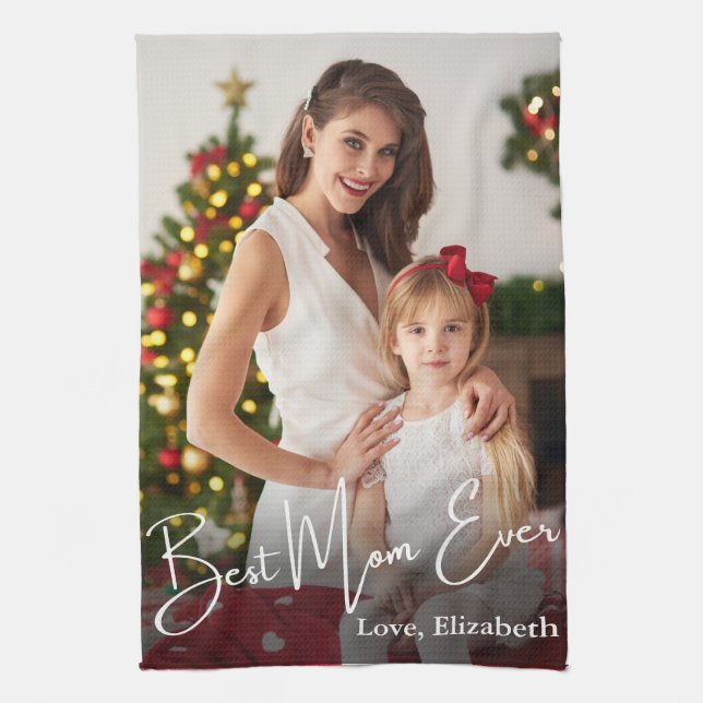Best Mum Ever Custom Photo Tea Towel (Vertical)
