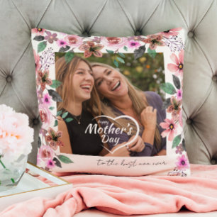 Best mum ever Custom Photo text Happy Mothers Day Cushion