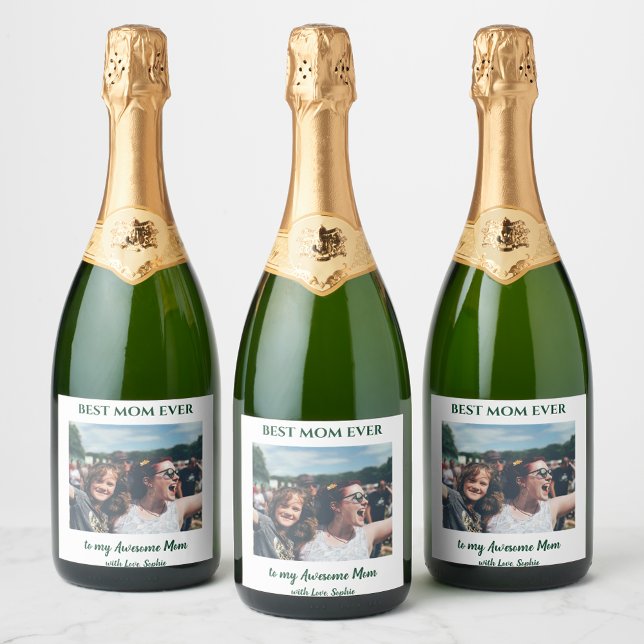 Best Mum Ever Custom Photo  Wine Label (Creator Uploaded)
