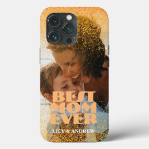 "Best Mum Ever" Custom Silver Glitter Photo iPhone 13 Pro Case