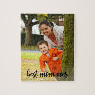 Best Mum Ever Custom Vertical Photo Black Script Jigsaw Puzzle