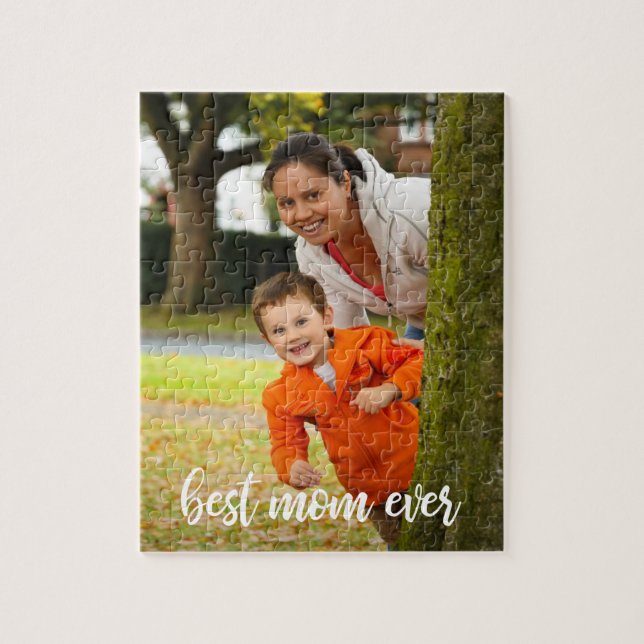 Best Mum Ever Custom Vertical Photo White Script Jigsaw Puzzle (Vertical)
