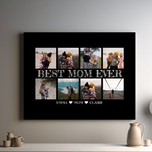 Best Mum Ever Customisable Black Photo Collage Canvas Print