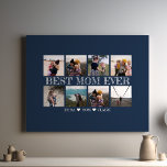 Best Mum Ever Customisable Navy Blue Photo Collage Canvas Print<br><div class="desc">The "Best Mum Ever Customisable Navy Blue Photo Collage Canvas Print" is a truly special and personalised gift, tailor-made to celebrate the extraordinary role that mothers play in our lives. This unique canvas print offers you the opportunity to carefully curate a collage of cherished family photos, transforming them into a...</div>
