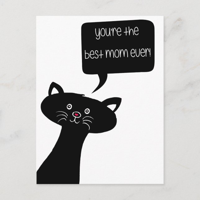 Best mum ever! - Cute Black Cat Postcard (Front)