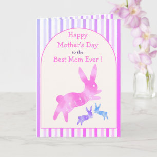 Best Mum Ever Cute Bunny Pink Custom Mother’s Day Card