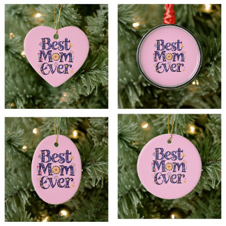 Best Mum Ever Cute Flowers Mother's Day Ceramic Tree Decoration