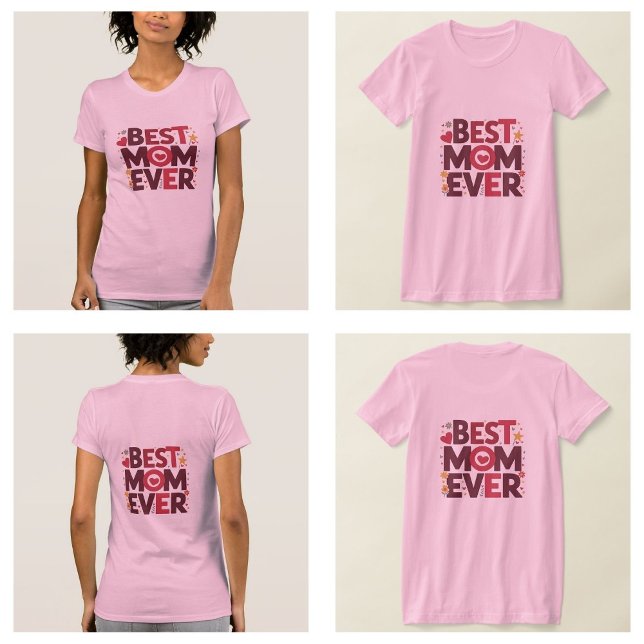 Best Mum Ever Cute Hearts Mother  T-Shirt (best mom ever shirt)