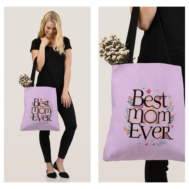 Best Mum Ever Cute Modern Mother Tote Bag (best mom ever tote bag)
