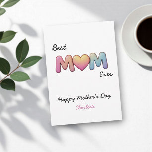 Best Mum Ever Cute Personalised Mother's Day Card
