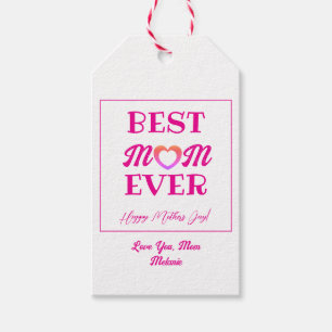 Best Mum Ever Cute Pink Heart Mother's Day Favour  Gift Tags