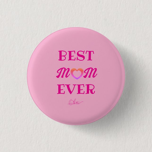 Best Mum Ever Cute Pink Heart Mother's Day Gift  3 Cm Round Badge (Front)