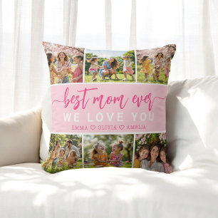 Best Mum Ever Cute Pink Photo Collage  Cushion