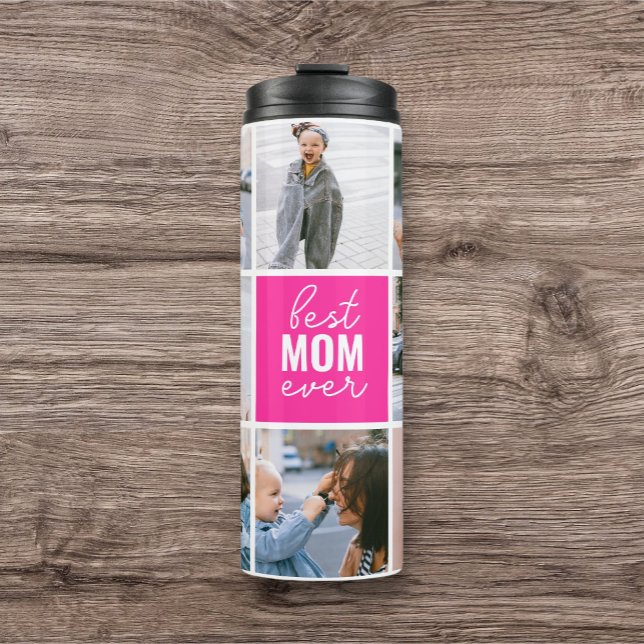 Best Mum Ever Cute Script Photo Collage Thermal Tumbler (Creator Uploaded)