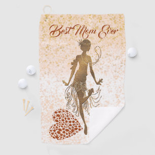 Best Mum Ever Dancer Spiral Heart Mother's Day Fun Golf Towel