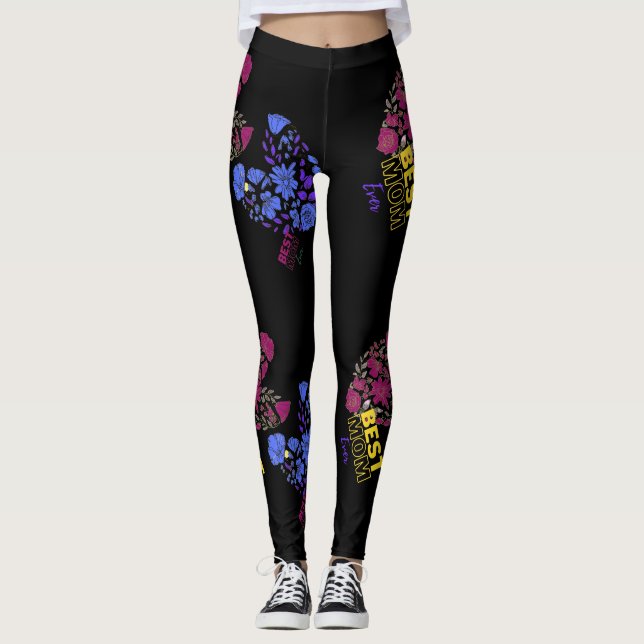 best mum ever double love black leggings (Front)