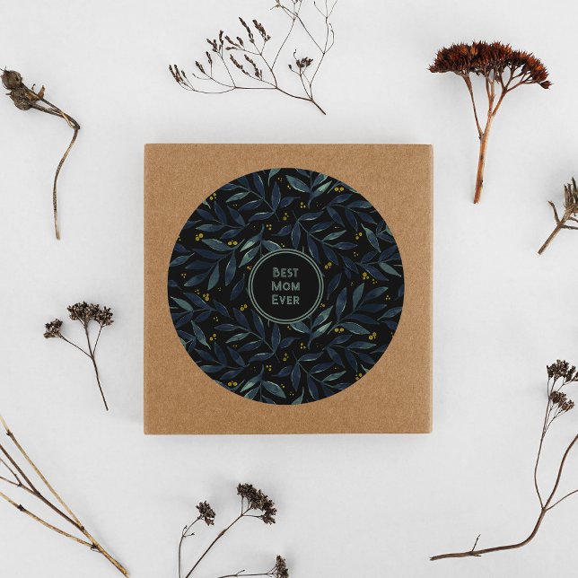 Best mum ever elegant floral branches classic round sticker (Creator Uploaded)