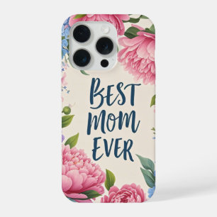 Best Mum Ever   Elegant Peony Flower Mother's Day  iPhone 15 Pro Case