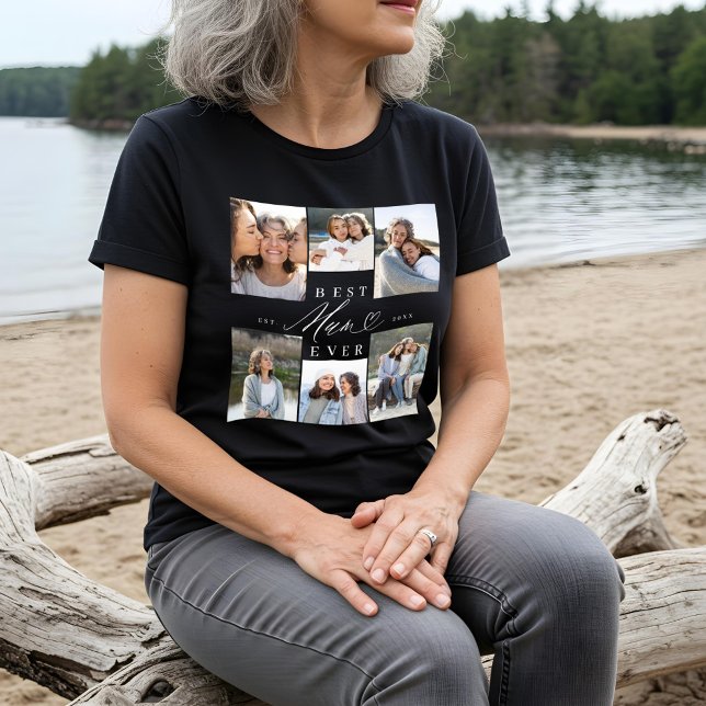 Best Mum Ever Elegant Script Heart Photo Collage Tri-Blend Shirt (Best Mum Ever Elegant Script Heart Photo Collage Tri-Blend Shirt)