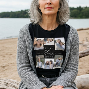 Best Mum Ever Elegant Script Heart Photo Collage Tri-Blend Shirt
