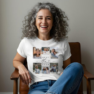 Best Mum Ever Elegant Script Heart Photo Collage Tri-Blend Shirt